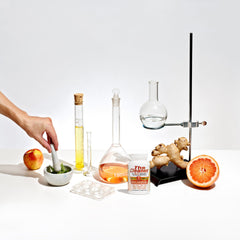 Picture of natural ingredients and testing equipment for The Cleaner Detox